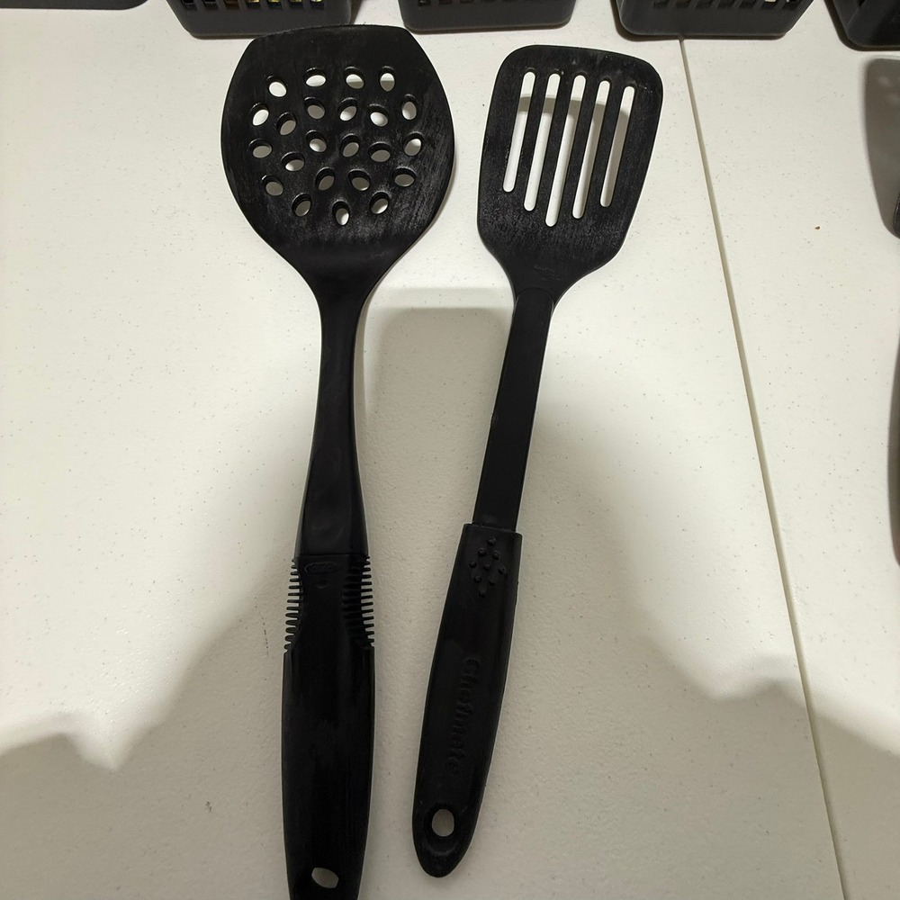 OXO Good Grips & Chefmate Black Nylon Slotted Perforated Spatula Turner Set 2pc‎